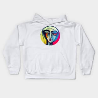Woman's face in abstract figurative painting art Kids Hoodie